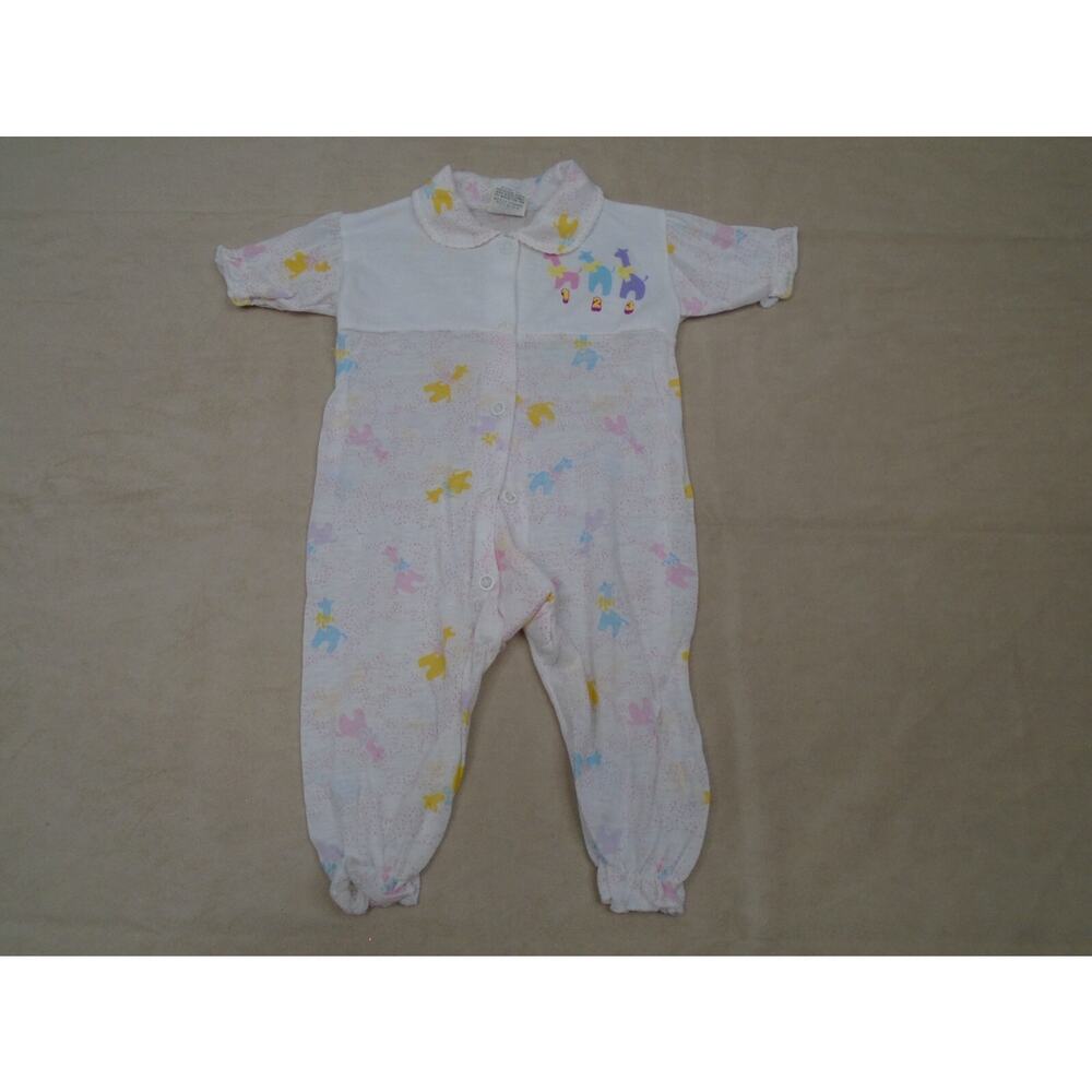 Vintage 90s Dr. Denton Inants One Pieve Giraffes Numbers All Over Print 6 Months
